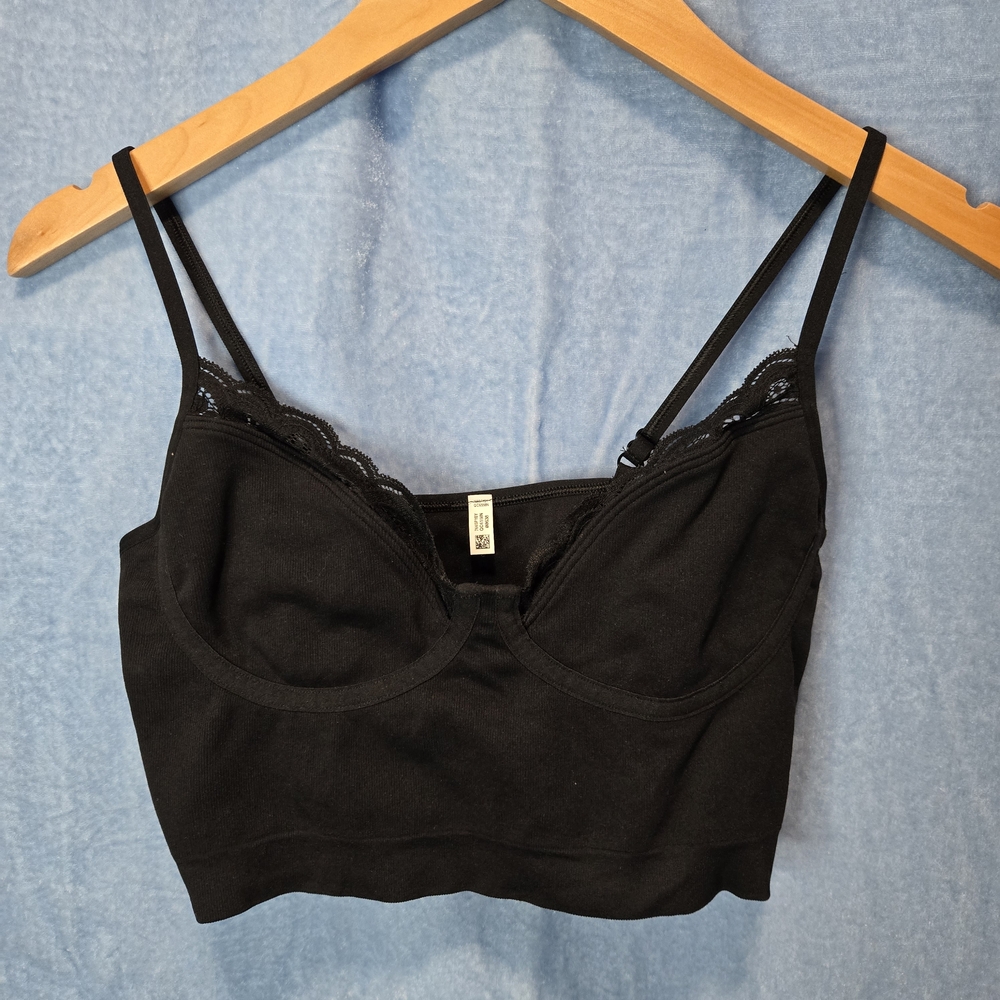 Aerie Black Lace Accent Bralette